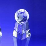 Custom Awards-crystal globe with base.5 inch high, 2 1/4