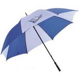Custom Golf Umbrella- White / Blue (Screen printed)