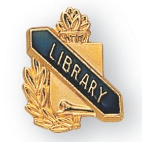 Blank Enameled & Epoxy Domed Scholastic Award Pin (Library), 5/8" W