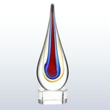 Custom Glass Yellow Teardrop Award with Crystal Base, Small, 8