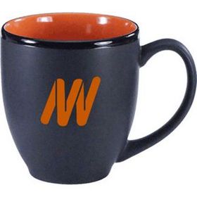 Custom 16 Oz. Black Matte Out/ Color In Bistro Ceramic Mug, 4 1/8" H X 3 5/8" W