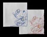 Blank 100 percent Fine Cotton Ladies Hankies w/Pastel Flower Embroidery (Pink or Blue)