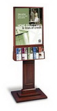 Custom Oak Wood Floor Poster Stand with 5-Pocket Brochure Holder (2 Sided)