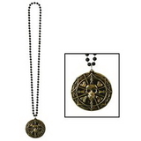 Custom Beads Necklace w/ Pirate Coin Medallion, 36