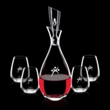 Custom 32 Oz. Juliette Crystalline Decanter W/ 4 Stemless Wine Glasses