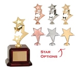 Custom Metal Star Figure Award in Rosewood Piano Finish Base (Choise of star), 11