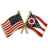 Blank Ohio & Usa Crossed Flag Pin, 1 1/8