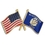 Blank Wisconsin & Usa Crossed Flag Pin, 1 1/8" W, Price/piece