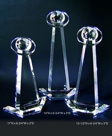 Custom Globe Tower Optical Crystal Award Trophy., 11" L x 6.75" W x 3" H