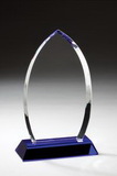 Custom Clear Oval Optic Crystal Award on blue - 9 1/2