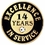 Blank Excellence In Service Pin - 14 Years, 3/4" W, Price/piece