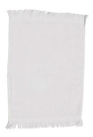 White Fringed Velour Fingertip Towel - Blank (11"x18")