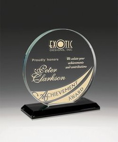 Custom Natrona Colored Glass Award, 6" W x 6 1/4" H x 2" D