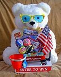 Blank Summer Fun Bernie The Bear Toy Promotional Display With Toy Filled Wagon