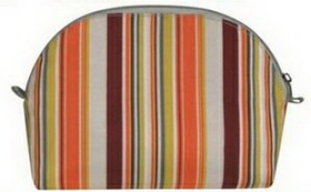 Custom Striped/ Solid Color Half Moon Cosmetic Bag, 8" L x 2 3/8" W x 5 3/4" H