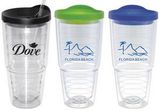 Custom Double Wall Acrylic Cup With Straw/ 24 Oz. - Clear Body With Lid