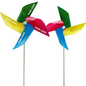 Custom 4 Leaves 4 Colors Pinwheel With Plastic Stick, 9" Diameter