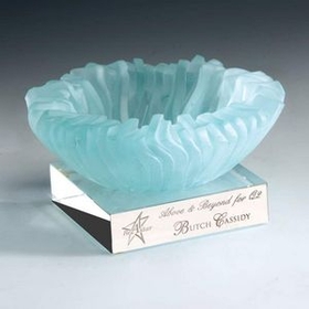 Custom Ice Bowl Art Glass Award, 4" W x 6 1/2" H