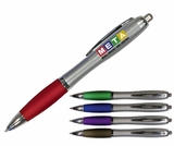 Custom Silhouette Satin Grip Pen w/ Silver Barrel (Full Color Digital)