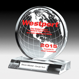 Custom Globe Award w/ Stock Globe Background - Laser Engraved (6