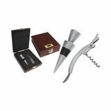 Custom 2 Piece Wine Gift Set with Corkscrew & Stopper in Rosewood Box