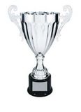 Custom Silver Plated Aluminum Cup Trophy w/ Plastic Base (13 1/4