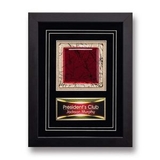 Custom Red Square Framed Art Glass Award w/ Ebony Wood Frame & Black Suede Matte, 10