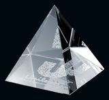 Custom Pyramid Crystal Paperweight, 4-3/8