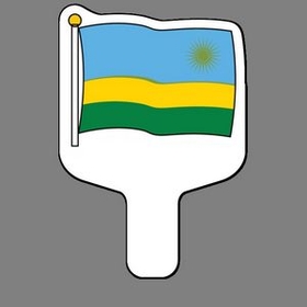 Custom Hand Held Fan W/ Full Color Flag Of Rwanda, 7 1/2" W x 11" H