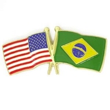 Blank Usa & Brazil Flag Pin, 1 1/8