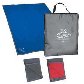 Custom Reversible Fleece/Nylon Blanket With Carry Case, 13" W x 17" H x 2" D