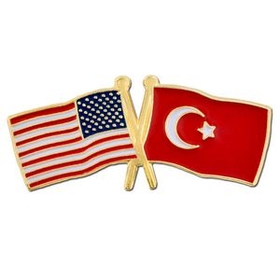 Blank Usa & Turkey Flag Pin, 1 1/8" W X 1/2" H