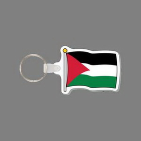 Key Ring & Full Color Punch Tag W/ Tab - Flag of Gaza Strip