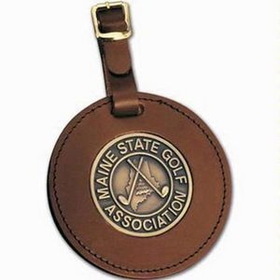 Custom Medallion Luggage Tag w/ Cast Brass Insert, 3 1/2" Diameter