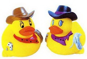 Custom Rubber Rodeo Duck, 3 1/2" L x 3 1/4" W x 3 1/2" H