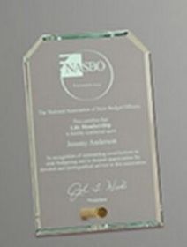 Custom Economy Jade Glass Clipped Corner Plaque (4"x6")