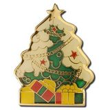 Custom Christmas/Holiday Tree Lapel Pin, 1 1/2" L X 1 1/8" W