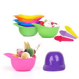 Custom Plastic Hat-shaped Ice -cream Bowl Spoon Set, 5 1/10