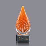 Custom Aventura Hand Blown Art Glass Award w/ Black Base, 7 1/2