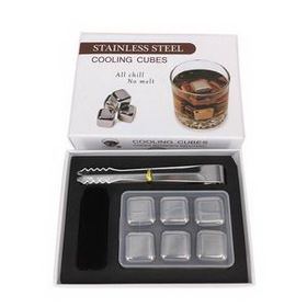 Custom Whisky Stainless Ice Cubes 6 Pieces/Set, 1" L x 1" W x 1" H