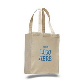 Custom Canvas Gusset Shopping Tote Bag, 10.5" W x 14" H x 5" D