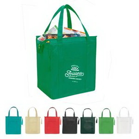 Custom Non-Woven Insulated Shopper Tote Bag, 13" W x 15" H x 9" D