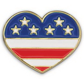 Custom Heart With Flag - Die Struck Patriotic Lapel Pin