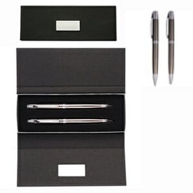 Custom Executive Gun Metal Pen And Pencil Set, 7" W X 2.5" H X 1" D