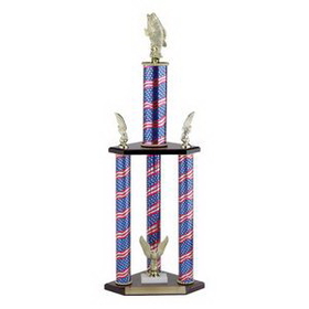Custom Four-Column Stars & Stripes Trophy w/Eagle Trims (31 1/2")