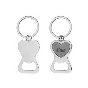 Custom Heart Shaped Bottle Opener Keychain, 3.14" L x 1.18" W