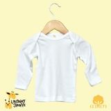 Custom White Infant Long Sleeve Cotton T-Shirt w/Lap Neck
