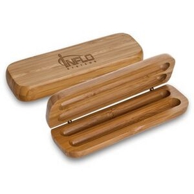 Custom Eco-Friendly Bamboo Double Pen Box, 2" W x 6 1/2" L x 7/8" D