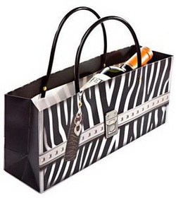 Custom Zebra Bag Horizontal Wine Bottle Bag, 13 3/8" W x 5 1/2" H x 3 1/2" D