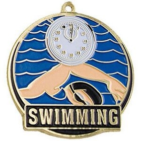 Custom 2" High Tech Medallion Swimming In Gold